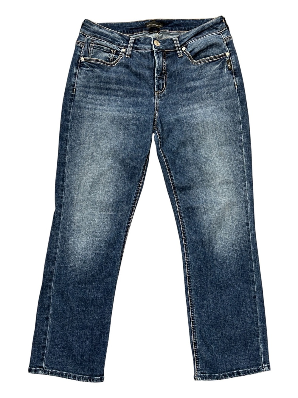 Silver Straight Crop Jeans